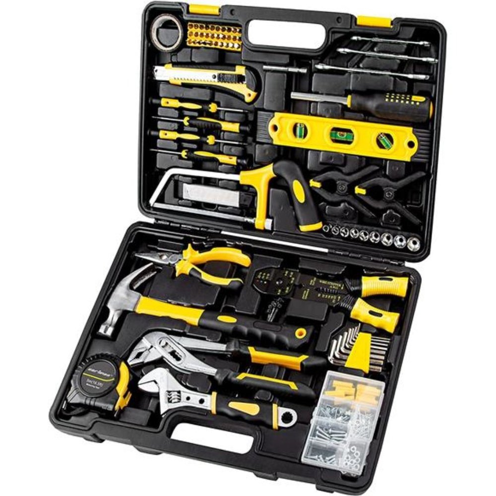 218 Piece Tool Set General Household Hand Tool Kit with Plastic Toolbox Storage